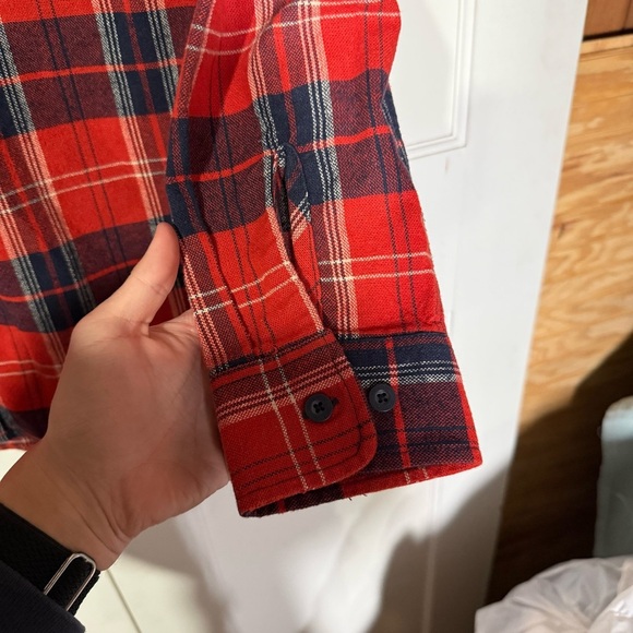 Brixton Bowery Flannel Shirt Long Sleeve Red and Navy Size XL Plaid Button-Down - Picture 9 of 10